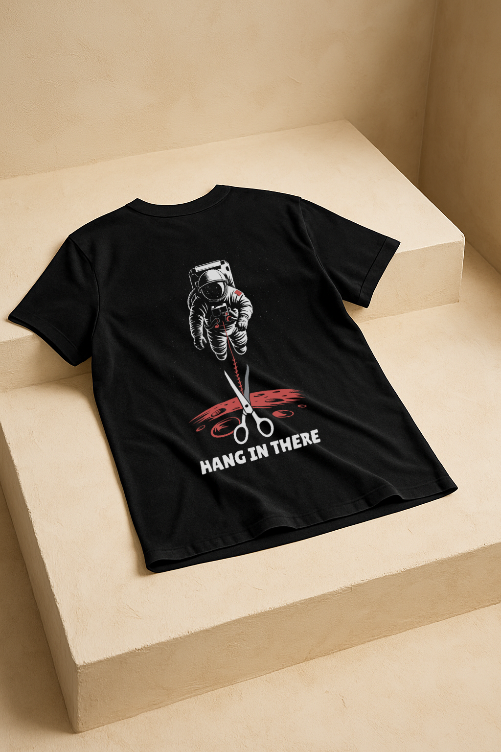 Hang In There – Astronaut Survival Graphic Tee (Black)