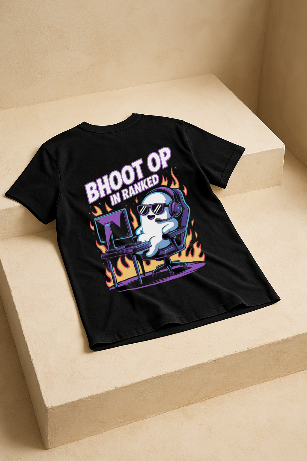 Bhoot OP in Ranked β Ghost Gamer Meme Tee (Black)
