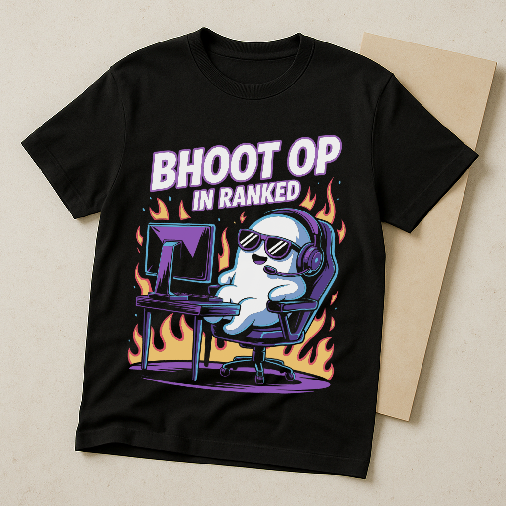 Bhoot OP in Ranked β Ghost Gamer Meme Tee (Black)