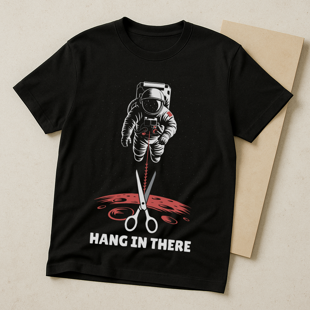 Hang In There – Astronaut Survival Graphic Tee (Black)
