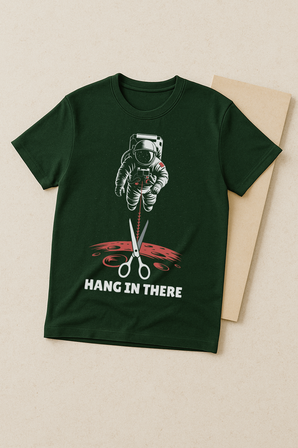 Hang In There – Astronaut Survival Graphic Tee (Bottle Green)