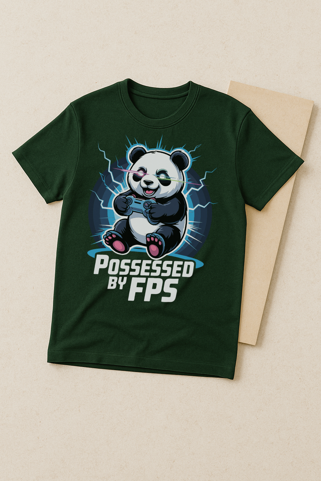 Possessed by FPS β Gamer Panda Glow Graphic Tee (Bottle Green)