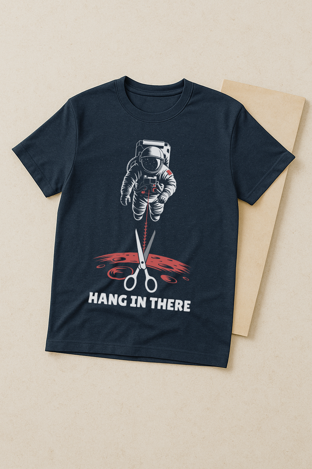 Hang In There – Astronaut Survival Graphic Tee (Navy Blue)