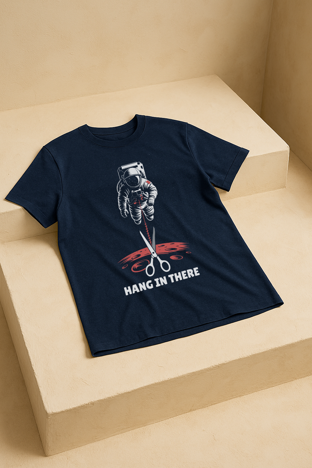 Hang In There – Astronaut Survival Graphic Tee (Navy Blue)