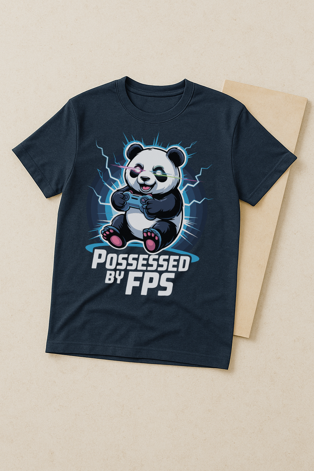 Possessed by FPS β Gamer Panda Glow Graphic Tee (Navy Blue)