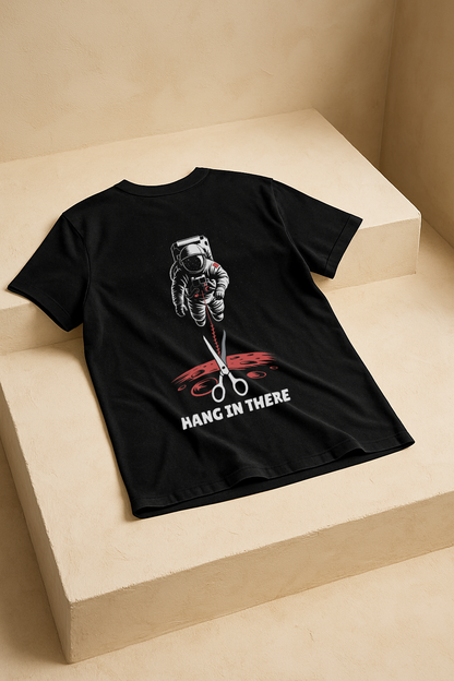 Hang In There – Astronaut Survival Graphic Tee (Black)