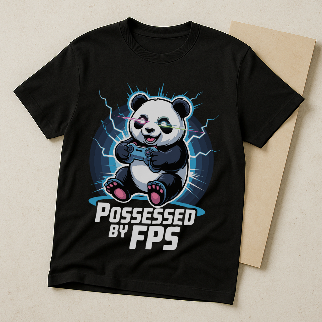 Possessed by FPS – Gamer Panda Glow Graphic Tee (Black)