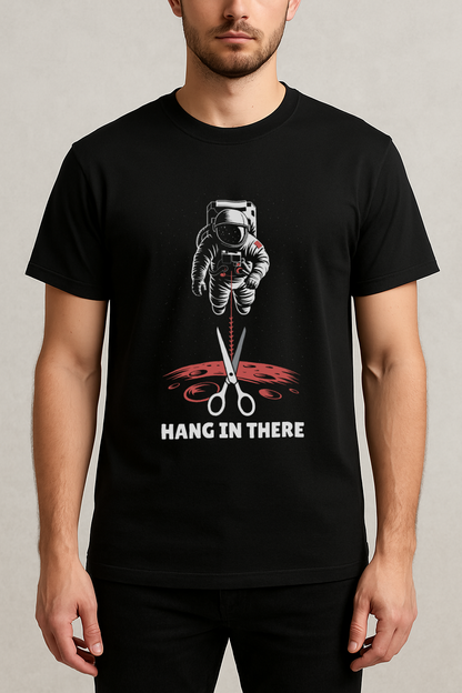 Hang In There – Astronaut Survival Graphic Tee (Black)