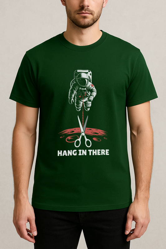 Hang In There – Astronaut Survival Graphic Tee (Bottle Green)