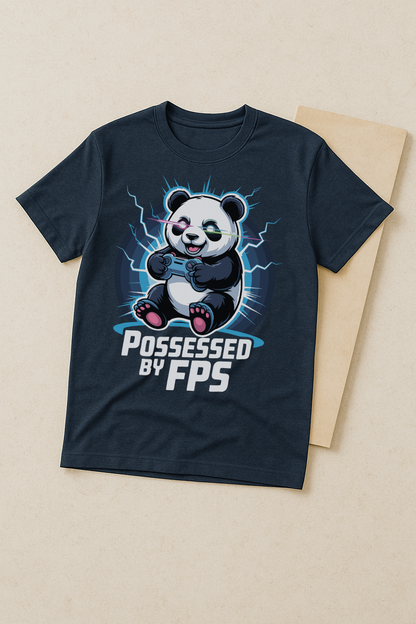Possessed by FPS – Gamer Panda Glow Graphic Tee (Navy Blue)
